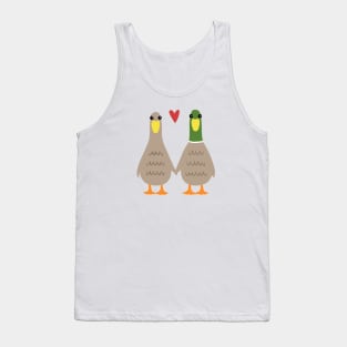 Love Ducks | Cute Ducks Couple Holding Hands with Valentine Heart Tank Top